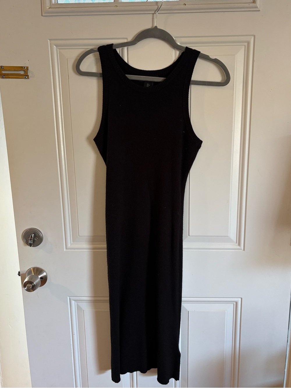 Black Ribbed Tank Midi Dress